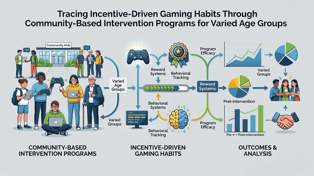 Diverse group of participants reviewing gaming habit logs during a multicultural community session